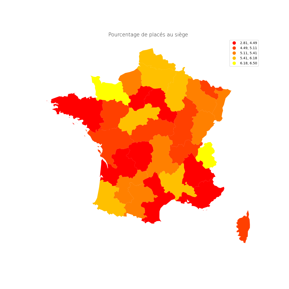 Pourcentage de placés (siège)