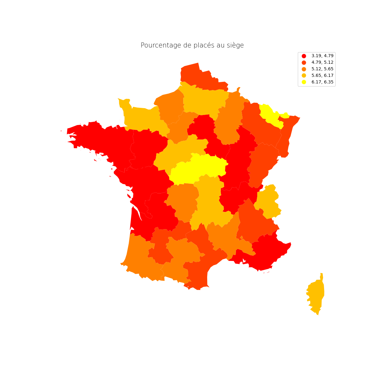 Pourcentage de placés (siège)
