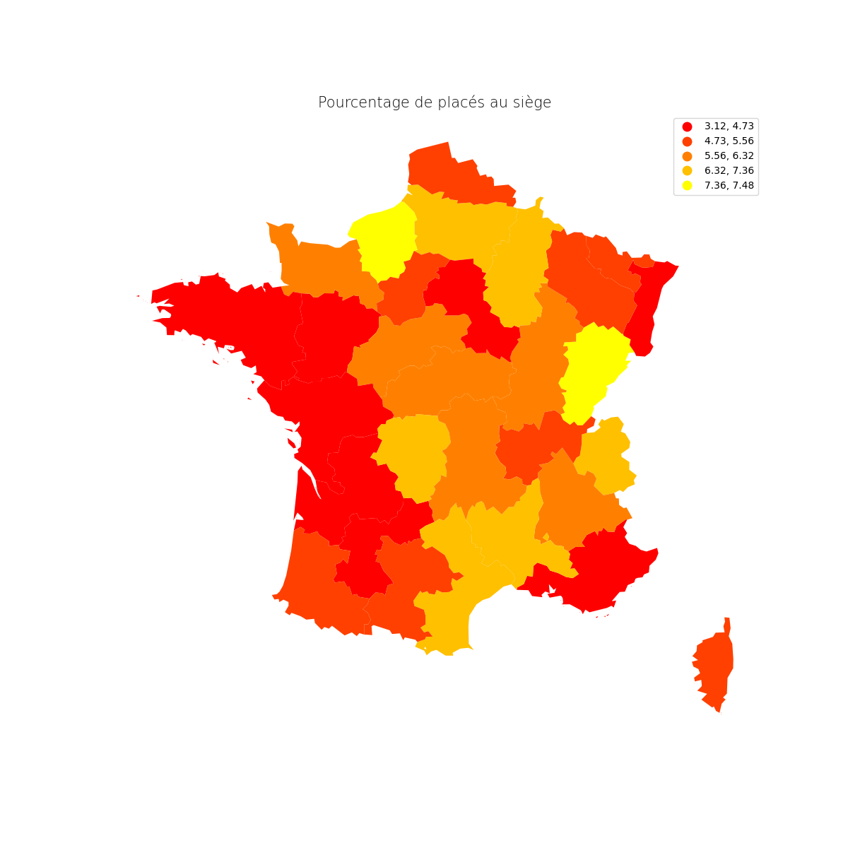 Pourcentage de placés (siège)